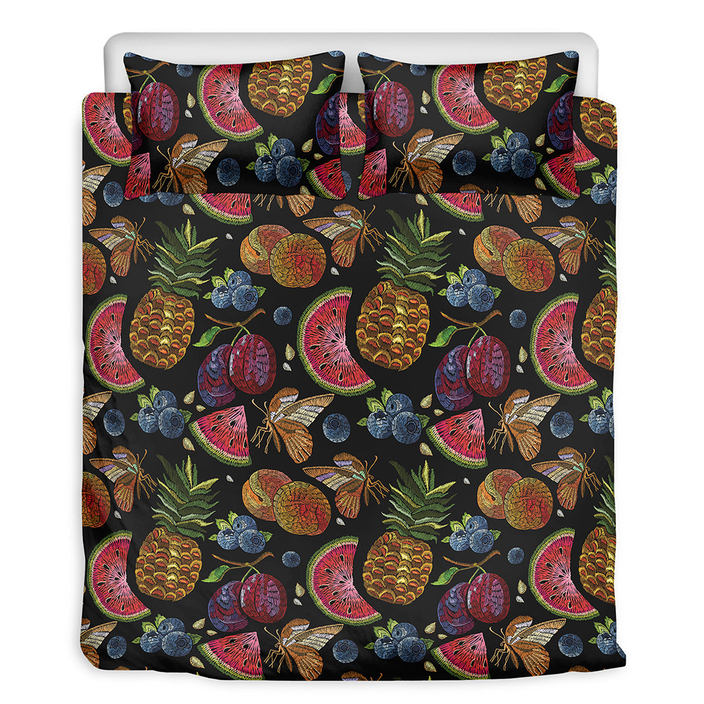 Embroidery Tropical Pattern Print Duvet Cover Bedding Set