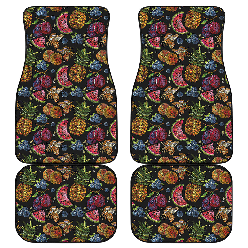 Embroidery Tropical Pattern Print Front and Back Car Floor Mats