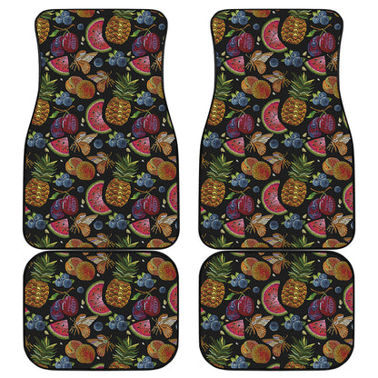 Embroidery Tropical Pattern Print Front and Back Car Floor Mats