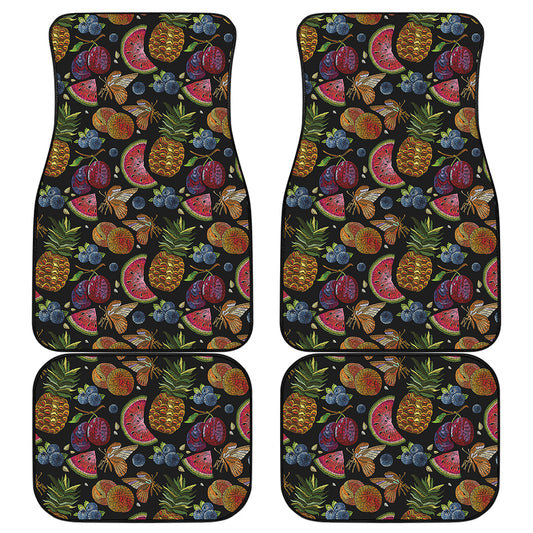Embroidery Tropical Pattern Print Front and Back Car Floor Mats
