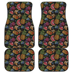 Embroidery Tropical Pattern Print Front and Back Car Floor Mats