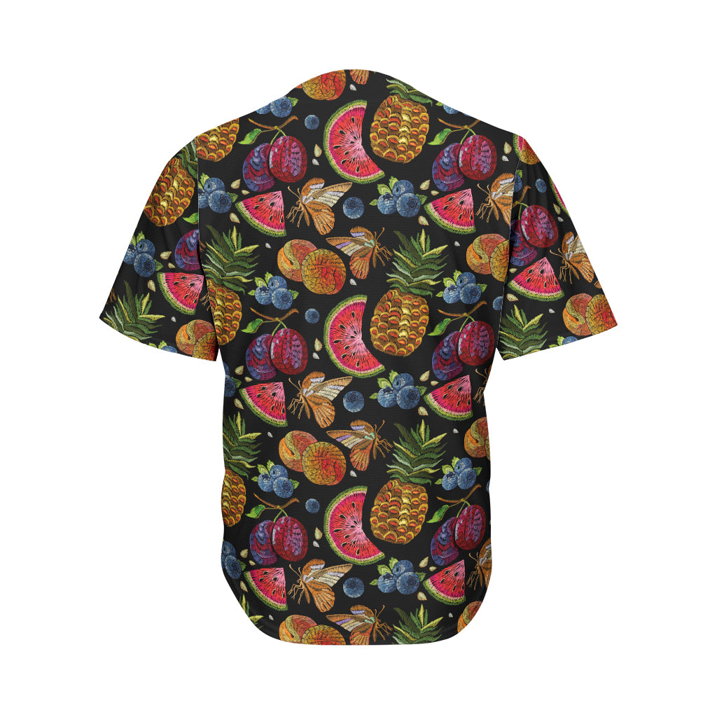 Embroidery Tropical Pattern Print Men's Baseball Jersey