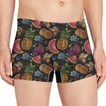 Embroidery Tropical Pattern Print Men's Boxer Briefs