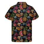 Embroidery Tropical Pattern Print Men's Short Sleeve Shirt