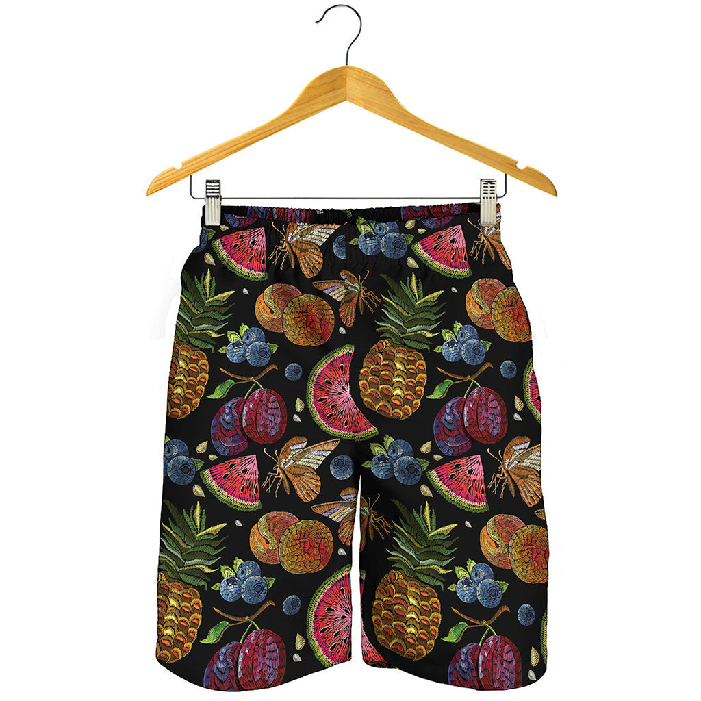 Embroidery Tropical Pattern Print Men's Shorts