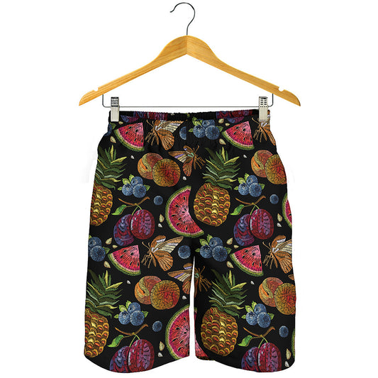 Embroidery Tropical Pattern Print Men's Shorts