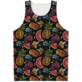 Embroidery Tropical Pattern Print Men's Tank Top