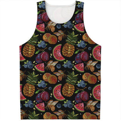 Embroidery Tropical Pattern Print Men's Tank Top