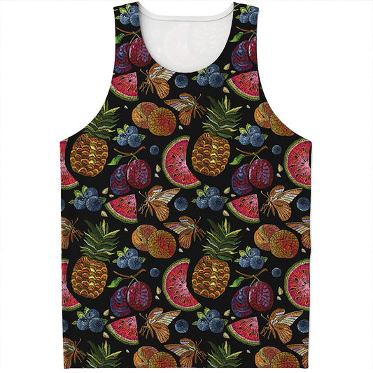 Embroidery Tropical Pattern Print Men's Tank Top