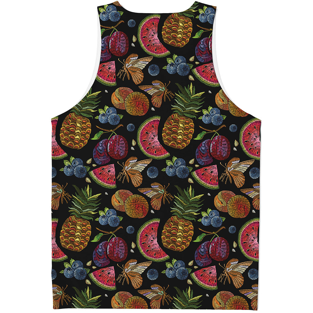 Embroidery Tropical Pattern Print Men's Tank Top
