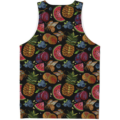 Embroidery Tropical Pattern Print Men's Tank Top