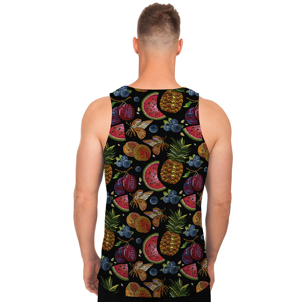 Embroidery Tropical Pattern Print Men's Tank Top