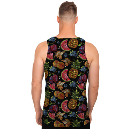 Embroidery Tropical Pattern Print Men's Tank Top