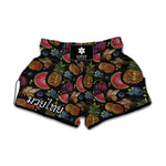 Embroidery Tropical Pattern Print Muay Thai Boxing Shorts