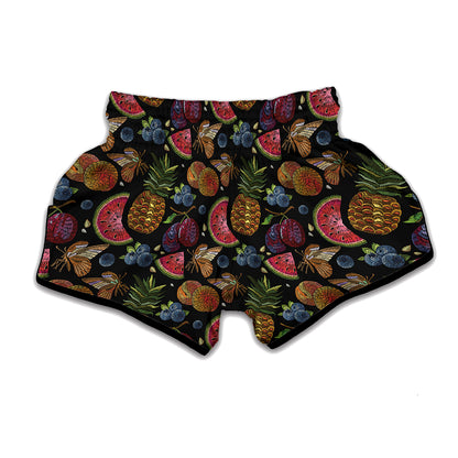 Embroidery Tropical Pattern Print Muay Thai Boxing Shorts