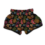 Embroidery Tropical Pattern Print Muay Thai Boxing Shorts