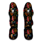 Embroidery Tropical Pattern Print Muay Thai Shin Guard