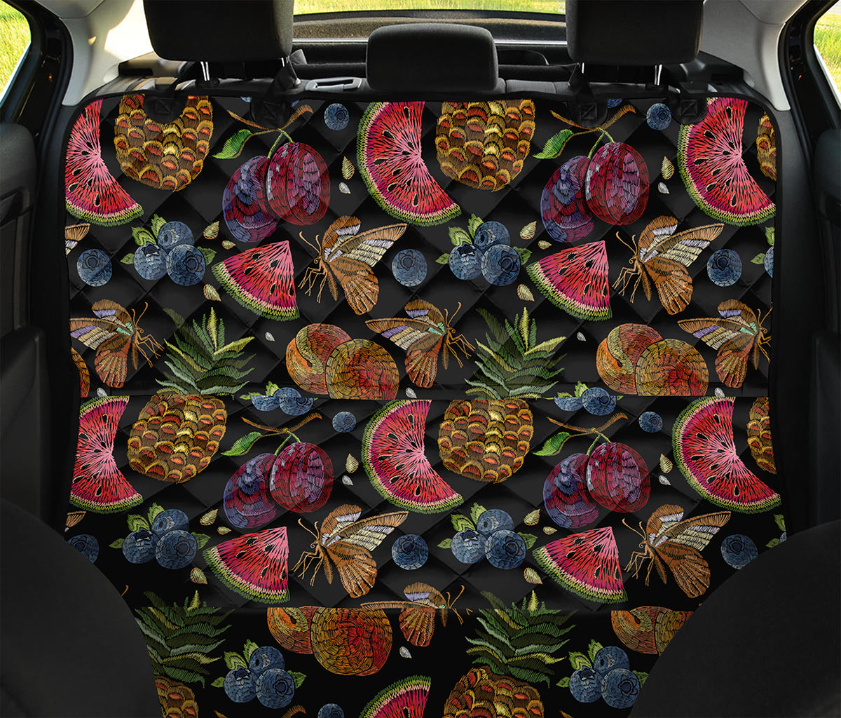 Embroidery Tropical Pattern Print Pet Car Back Seat Cover