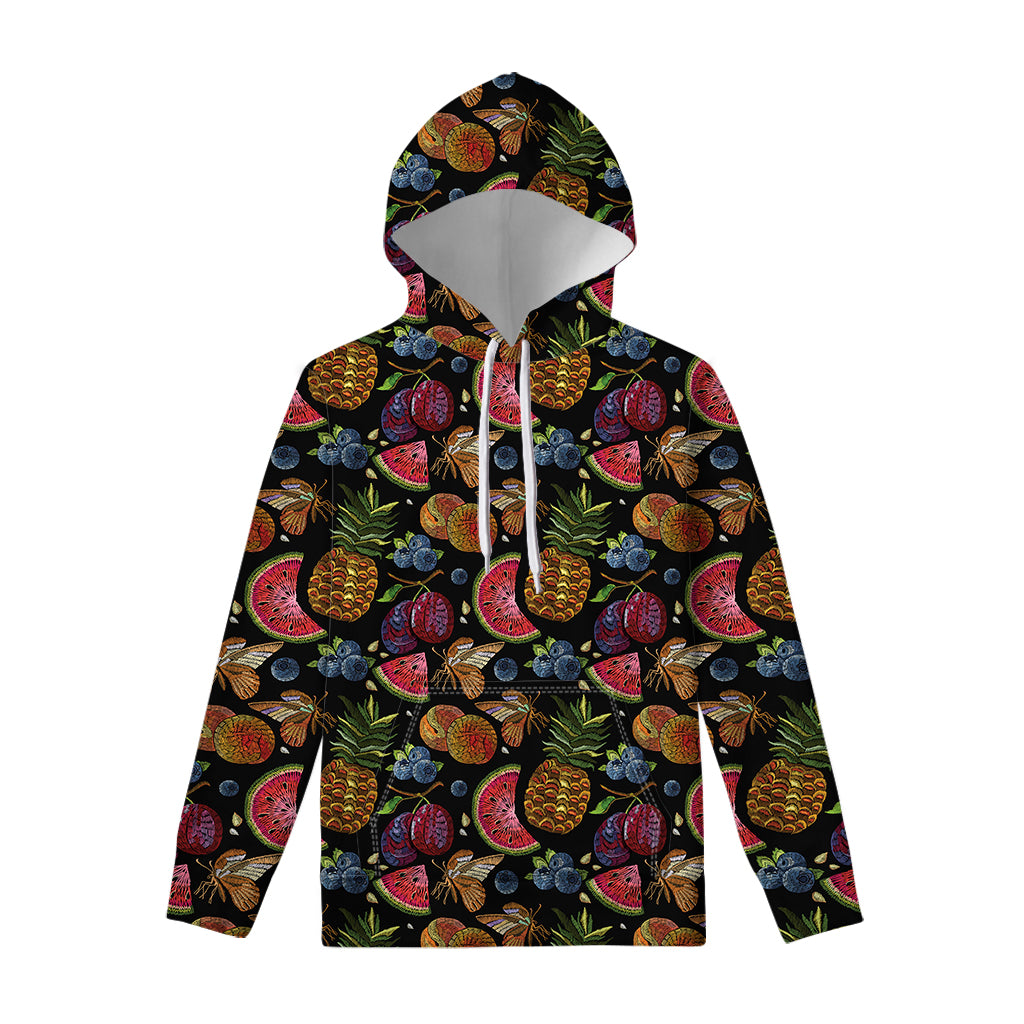 Embroidery Tropical Pattern Print Pullover Hoodie