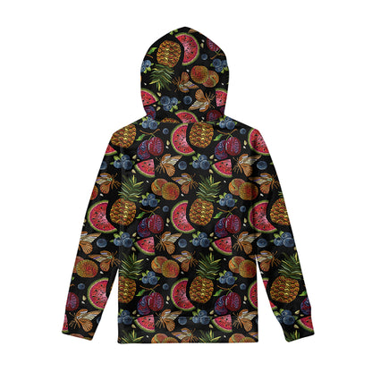 Embroidery Tropical Pattern Print Pullover Hoodie