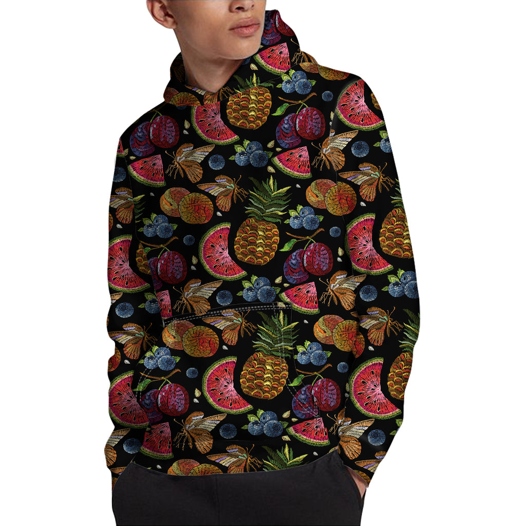 Embroidery Tropical Pattern Print Pullover Hoodie