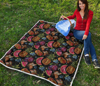 Embroidery Tropical Pattern Print Quilt