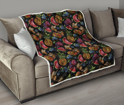 Embroidery Tropical Pattern Print Quilt