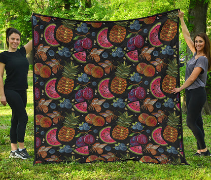 Embroidery Tropical Pattern Print Quilt