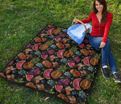 Embroidery Tropical Pattern Print Quilt