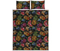 Embroidery Tropical Pattern Print Quilt Bed Set