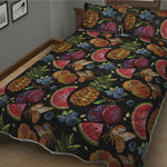 Embroidery Tropical Pattern Print Quilt Bed Set