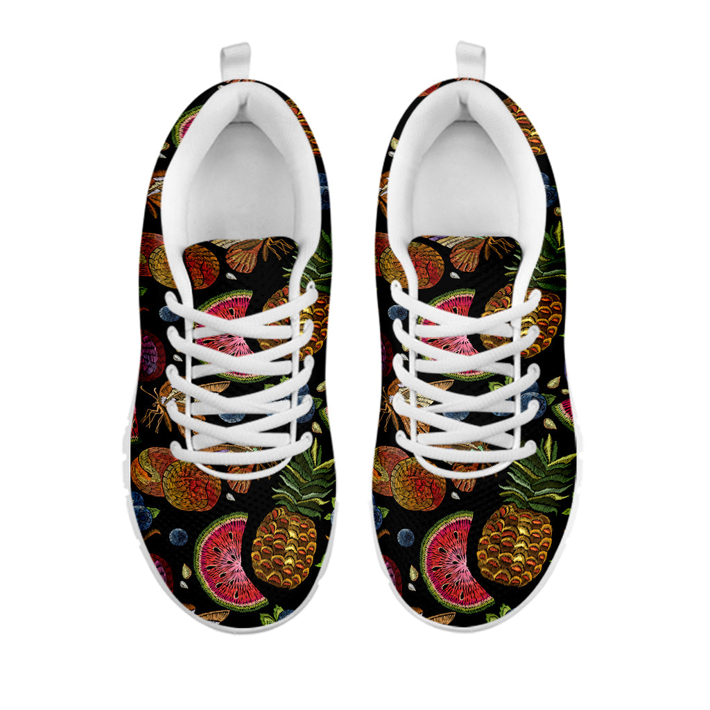 Embroidery Tropical Pattern Print White Sneakers