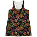 Embroidery Tropical Pattern Print Women's Racerback Tank Top