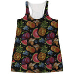 Embroidery Tropical Pattern Print Women's Racerback Tank Top