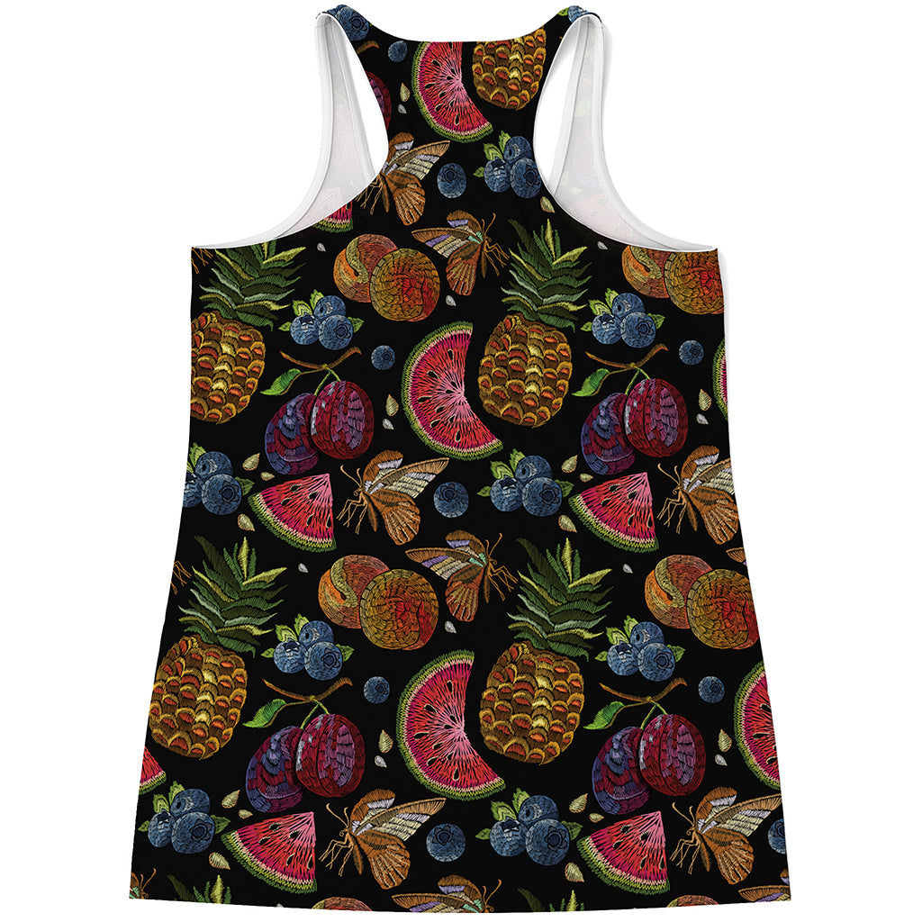 Embroidery Tropical Pattern Print Women's Racerback Tank Top