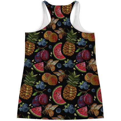 Embroidery Tropical Pattern Print Women's Racerback Tank Top