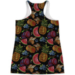 Embroidery Tropical Pattern Print Women's Racerback Tank Top