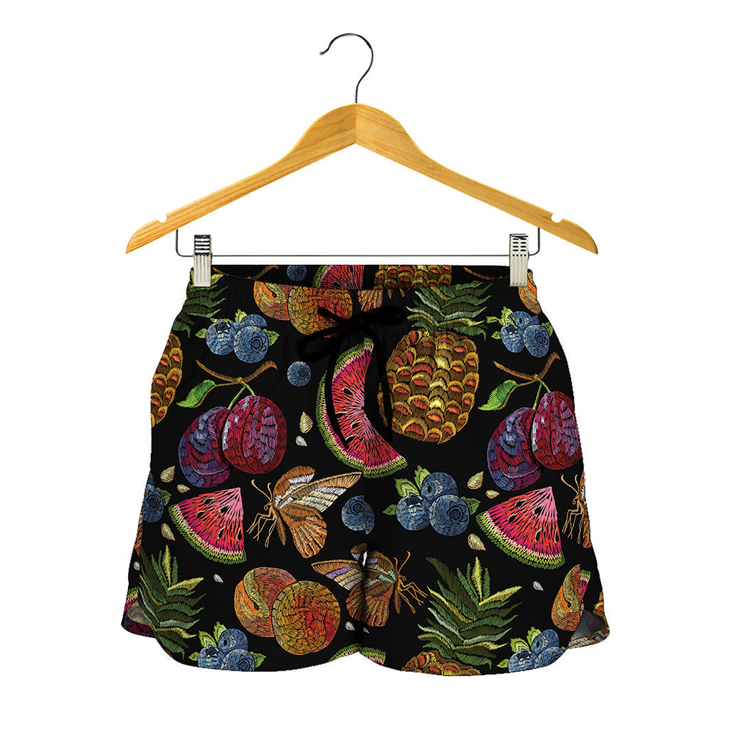 Embroidery Tropical Pattern Print Women's Shorts