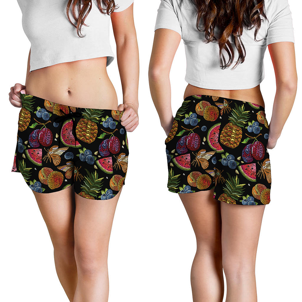 Embroidery Tropical Pattern Print Women's Shorts