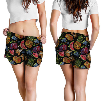 Embroidery Tropical Pattern Print Women's Shorts