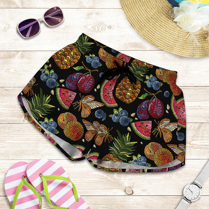 Embroidery Tropical Pattern Print Women's Shorts