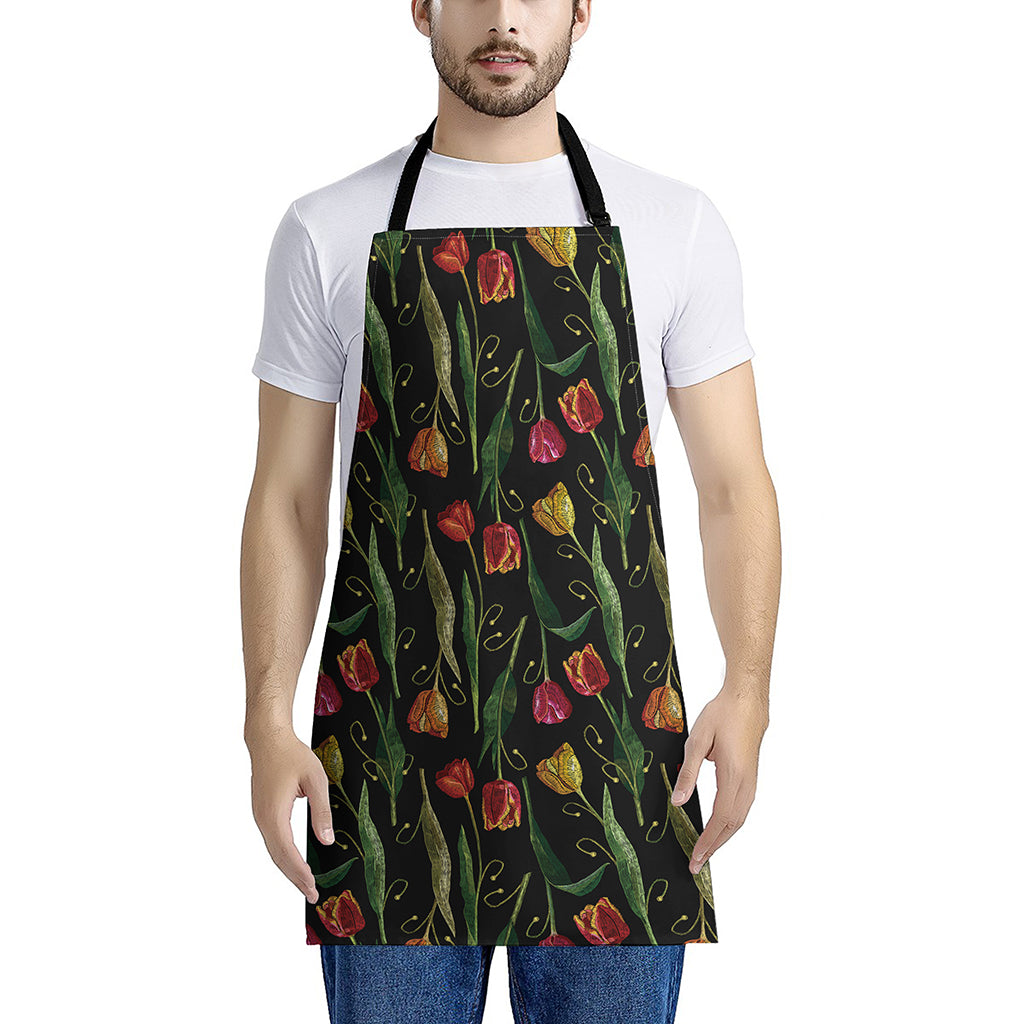 Embroidery Tulip Pattern Print Apron