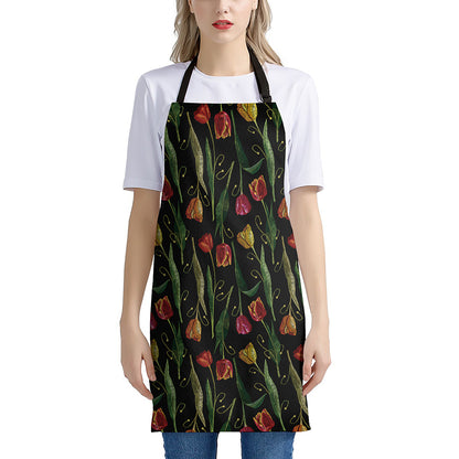 Embroidery Tulip Pattern Print Apron