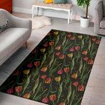 Embroidery Tulip Pattern Print Area Rug