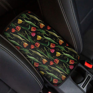 Embroidery Tulip Pattern Print Car Center Console Cover