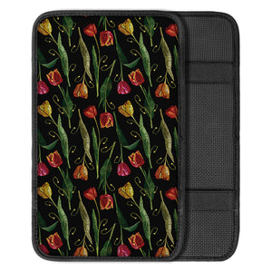 Embroidery Tulip Pattern Print Car Center Console Cover