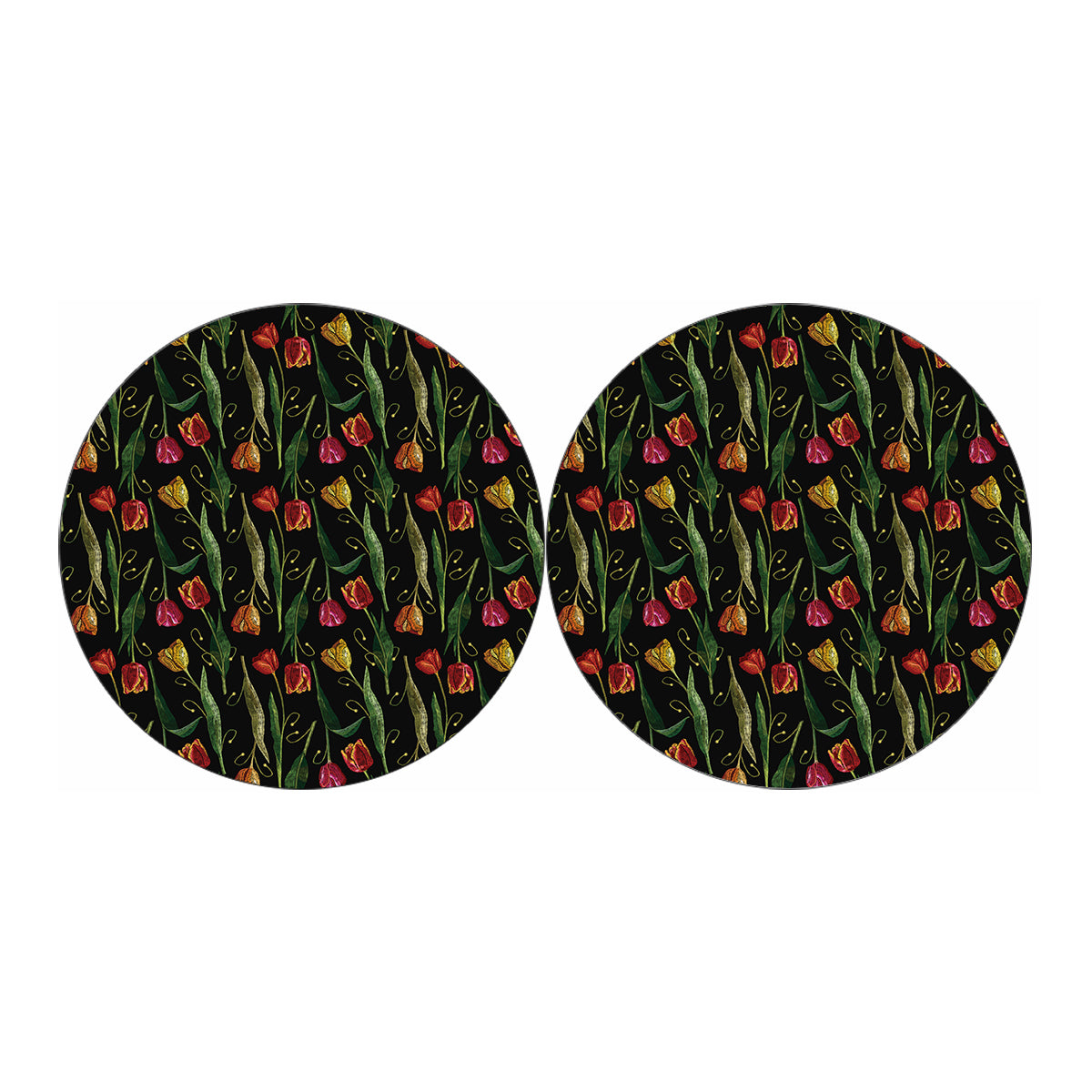 Embroidery Tulip Pattern Print Car Coasters