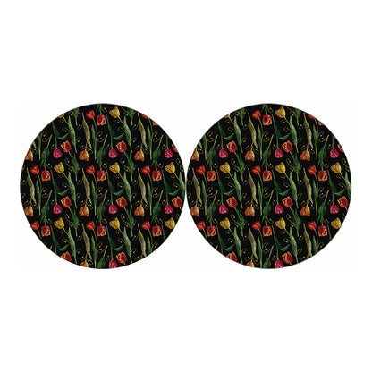 Embroidery Tulip Pattern Print Car Coasters