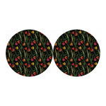 Embroidery Tulip Pattern Print Car Coasters
