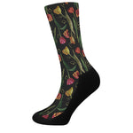 Embroidery Tulip Pattern Print Crew Socks